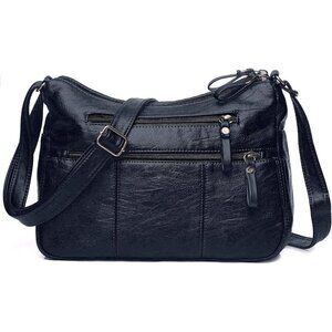 🆕 Volganik Rock PU Leather Shoulder Bag Women Blue Soft Pocketbooks Purse